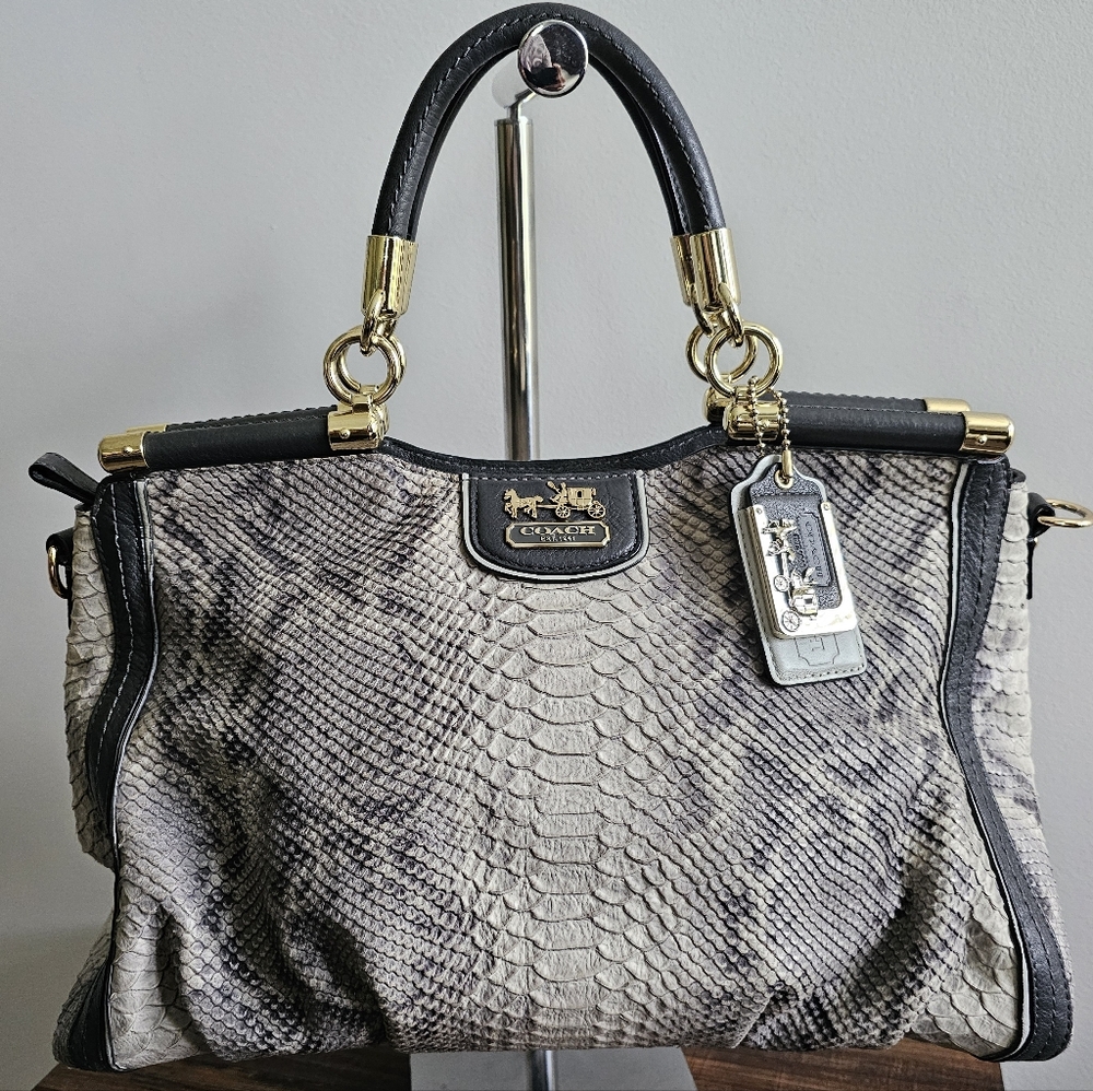 Coach Black and Gray Snakeskin Handbag